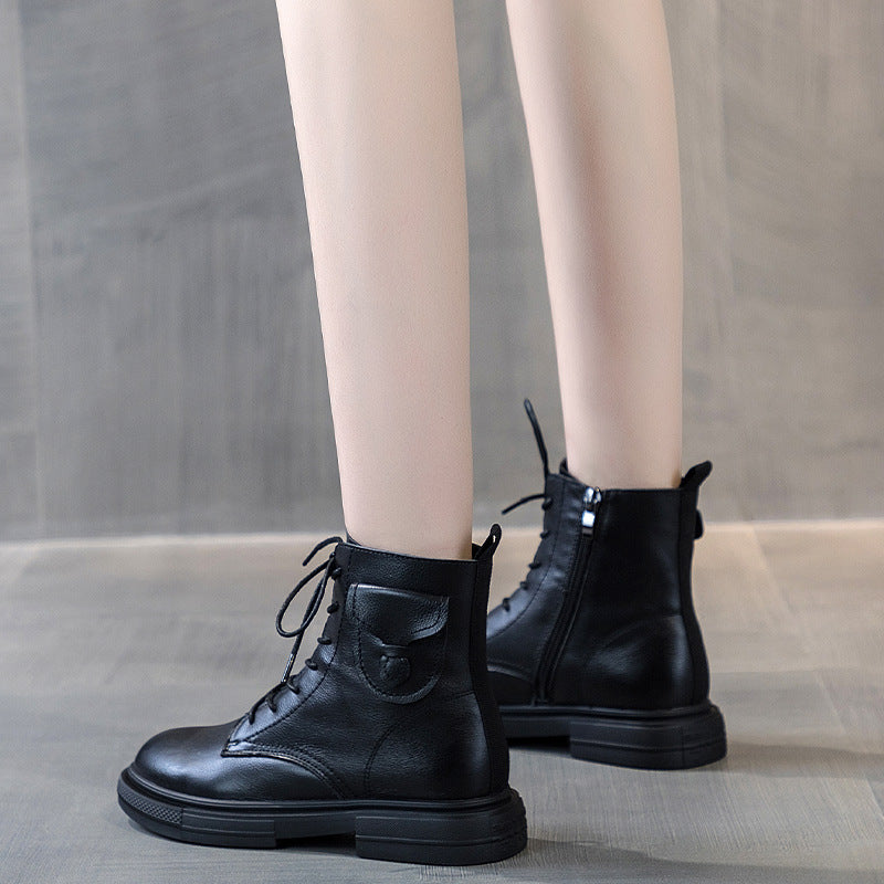 Women's Authentic British Style First Layer Cowhide Boots