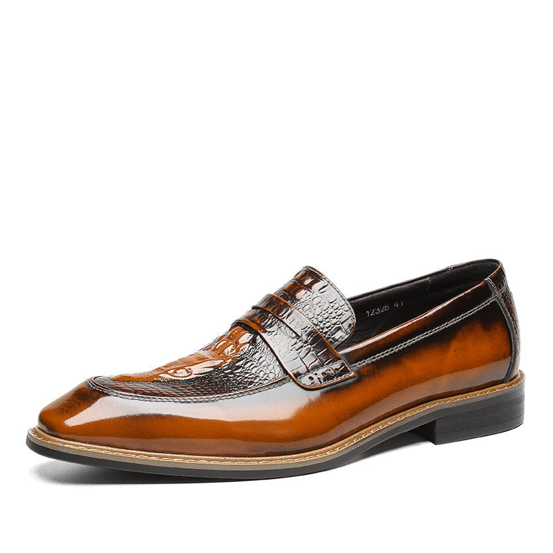 Men's Formal Three-dimensional Faucet Embossed Ethnic Style Leather Shoes