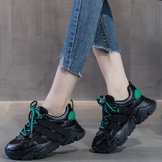 Women's Authentic Clunky Four Thick Hidden Elevator Sneakers