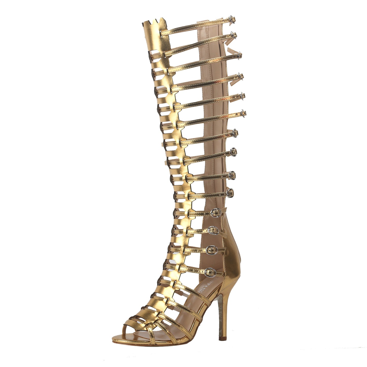 Roman Style Narrow Combination Back Zipper High Heeled Sandals