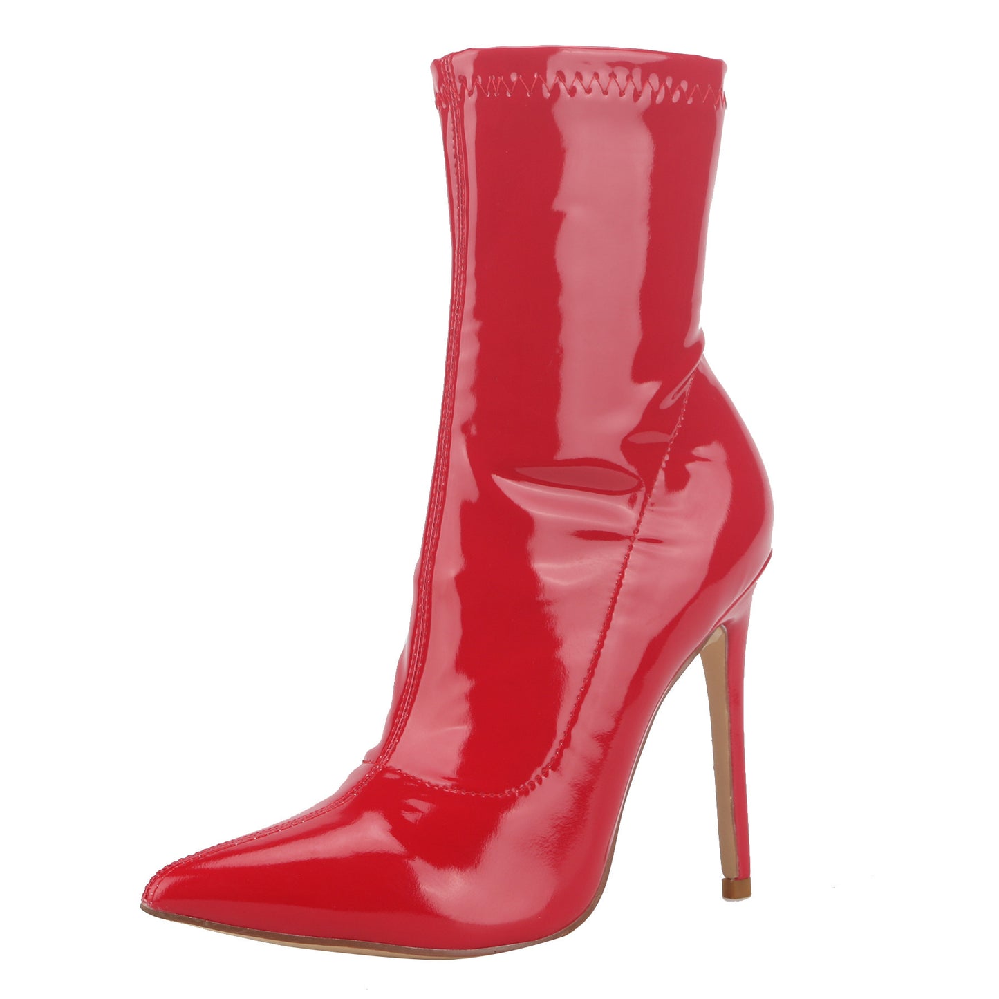 Pointed Glossy Solid Color Patent Elastic Booties Stiletto Heels