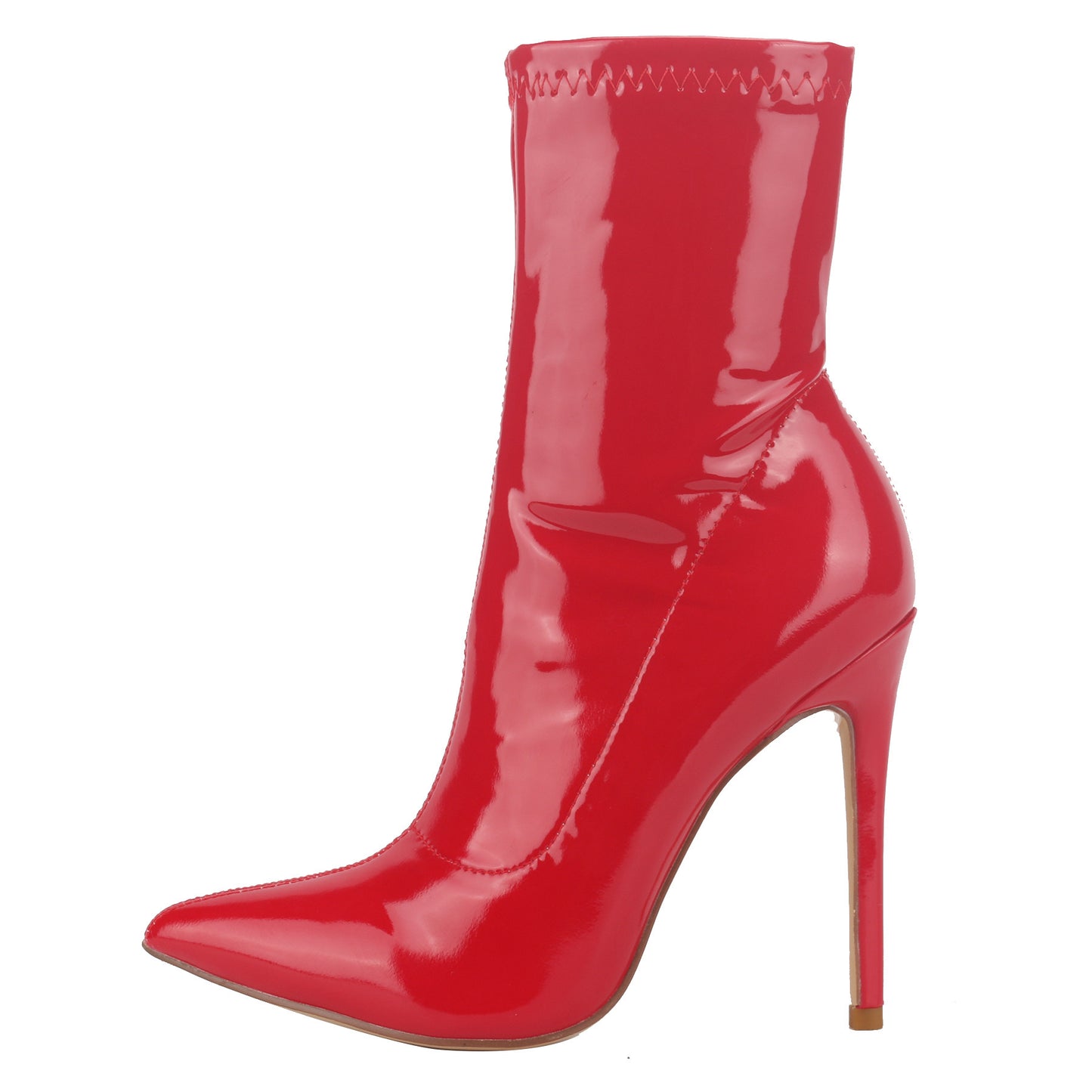 Pointed Glossy Solid Color Patent Elastic Booties Stiletto Heels