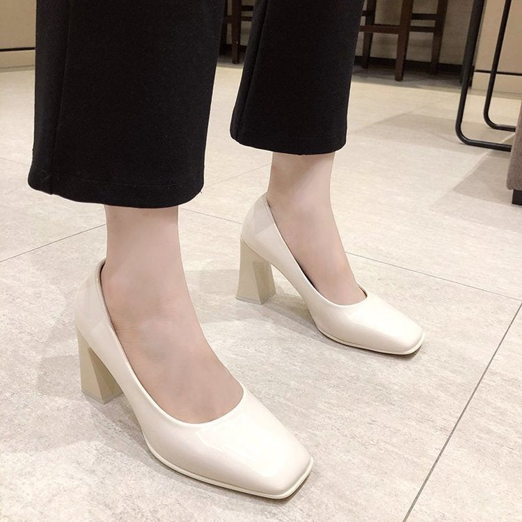 Women's Mid Chunky Retro Square Head Gentle Fairy Heels