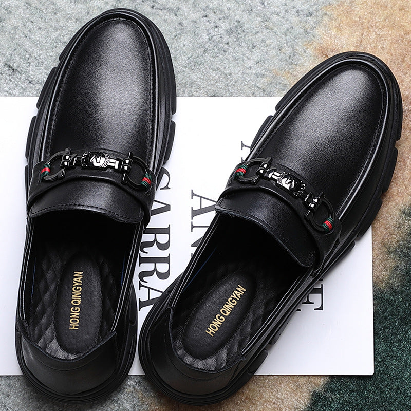 Men's Layer Cowhide Slip-on Sloth Crocodile Pattern Casual Shoes