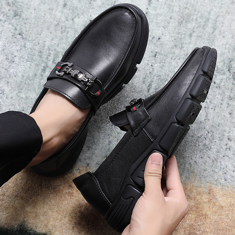 Men's Layer Cowhide Slip-on Sloth Crocodile Pattern Casual Shoes