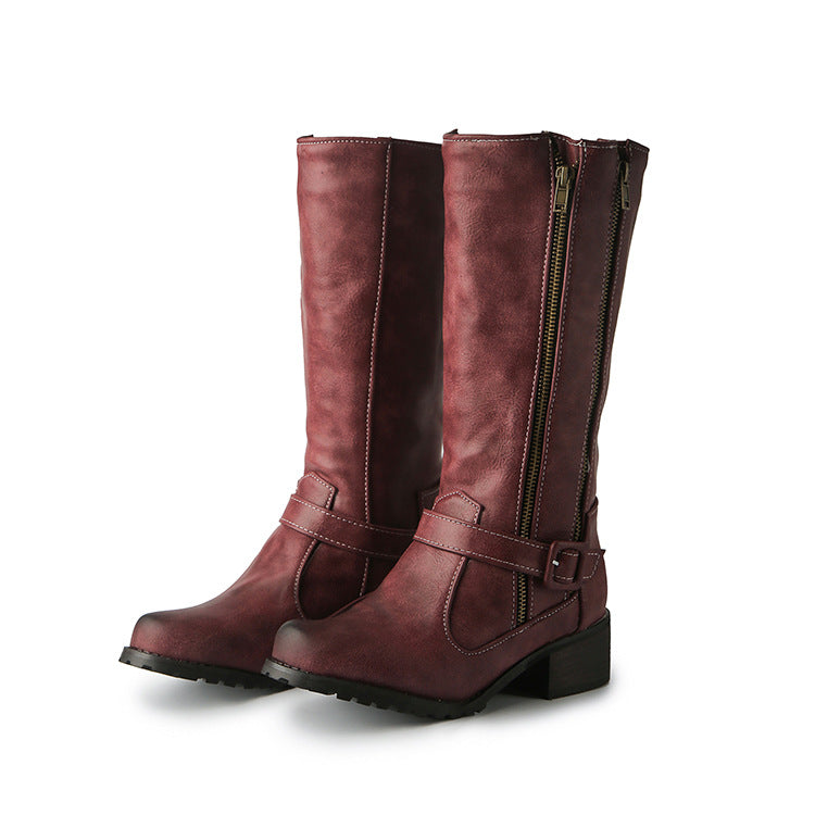 Women's Plus Size Low For Matte Handsome Women's Leather Boots