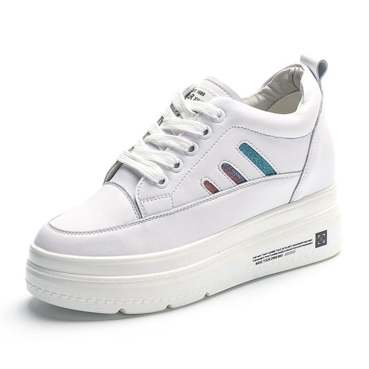 Women's Hidden White Small Size Genuine Platform Sneakers