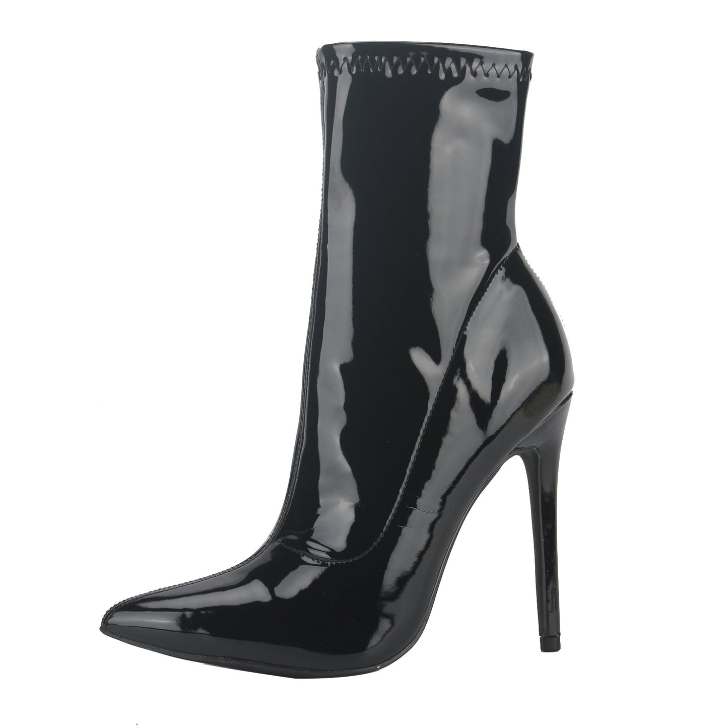 Pointed Glossy Solid Color Patent Elastic Booties Stiletto Heels