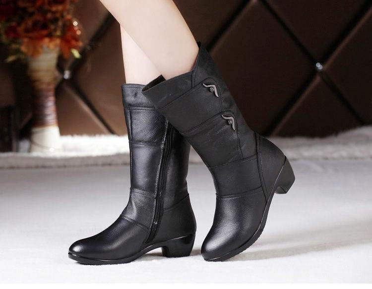 Autumn Long Female Fleece-lined British Style Boots