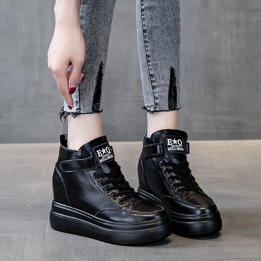 Women's Genuine Elevator Short Martin Platform Veet Casual Shoes
