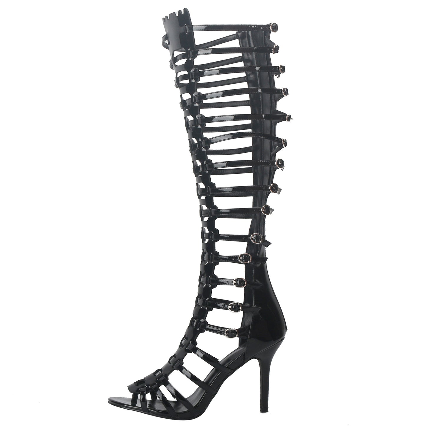 Roman Style Narrow Combination Back Zipper High Heeled Sandals