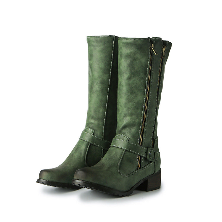 Women's Plus Size Low For Matte Handsome Women's Leather Boots