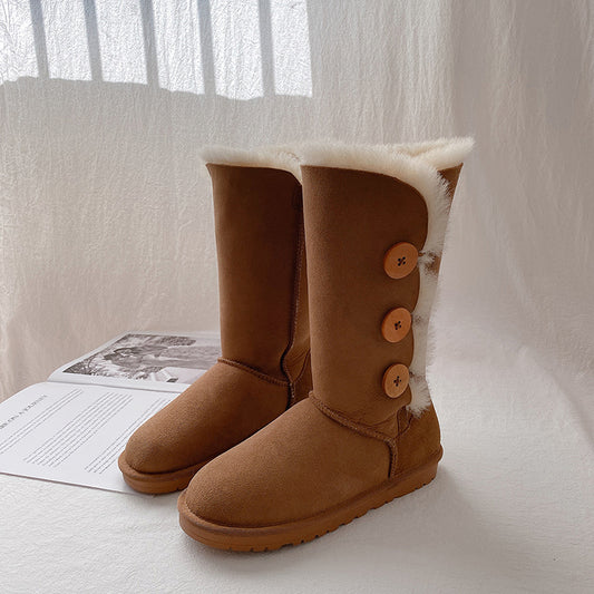 Women's Sheepskin Fur Winter Warm Thickened Wool Snow Boots