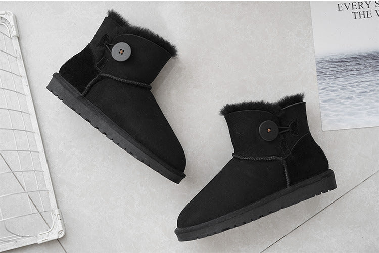 Women's Winter Warm Sheepskin Fur Short Thickening Snow Boots