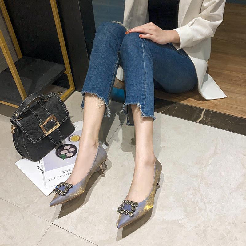 Women's Korean Style Satin High Pointed Stiletto Women's Shoes