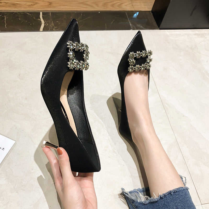 Women's Korean Style Satin High Pointed Stiletto Women's Shoes