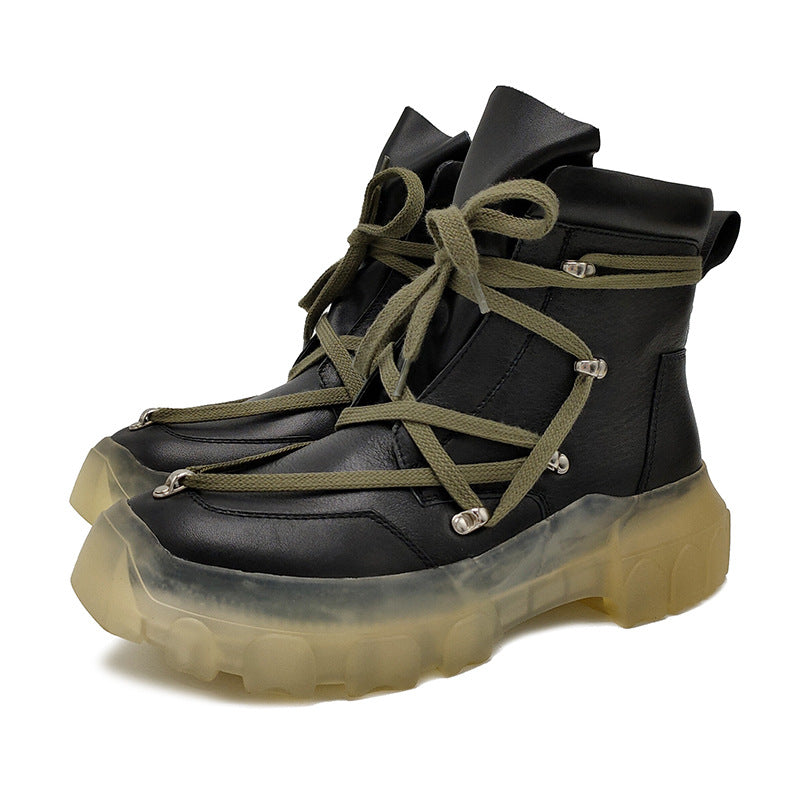 Men's Geometric High Top Ankle Martin Beef Tendon Sneakers