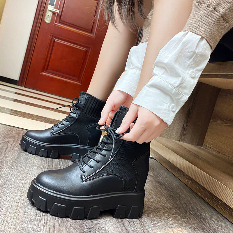 Women's Fashion Short Flying Woven Slimming Height Increasing Boots
