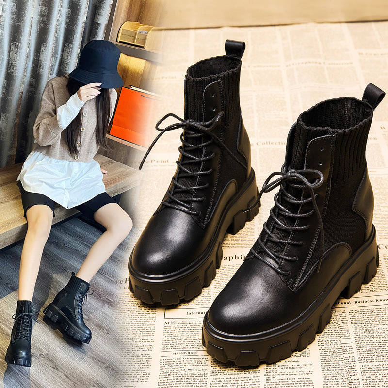Women's Fashion Short Flying Woven Slimming Height Increasing Boots