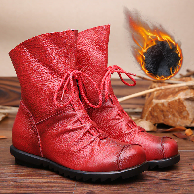 Women's Ankle Retro Martin Warm Thick Soft Bottom Heels