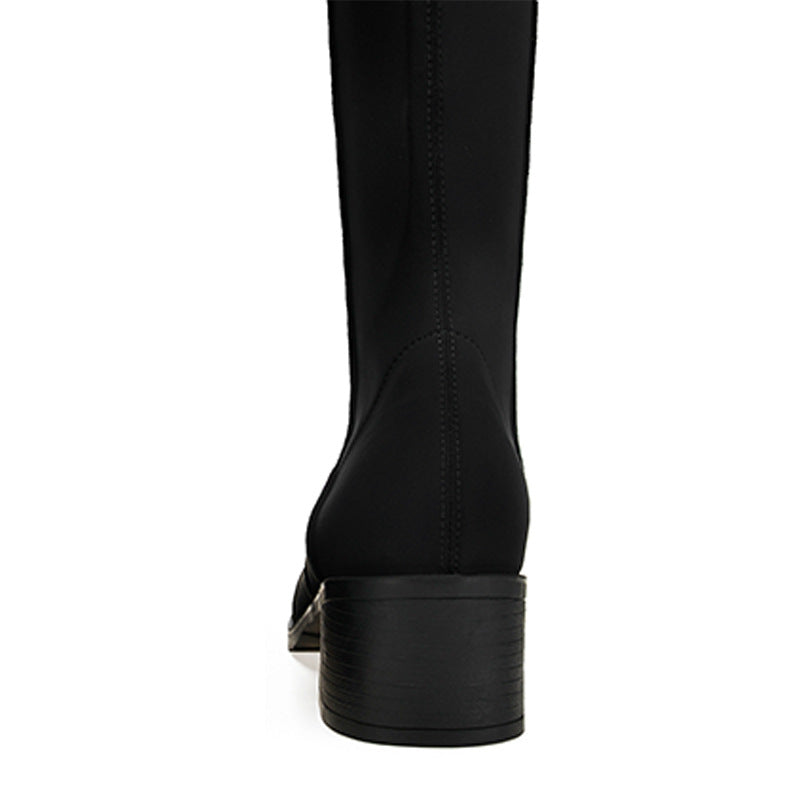 Women's British Stretch Thick Fleece-lined Zipper Over Women's Leather Boots
