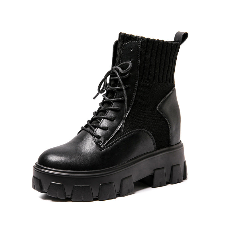 Women's Fashion Short Flying Woven Slimming Height Increasing Boots