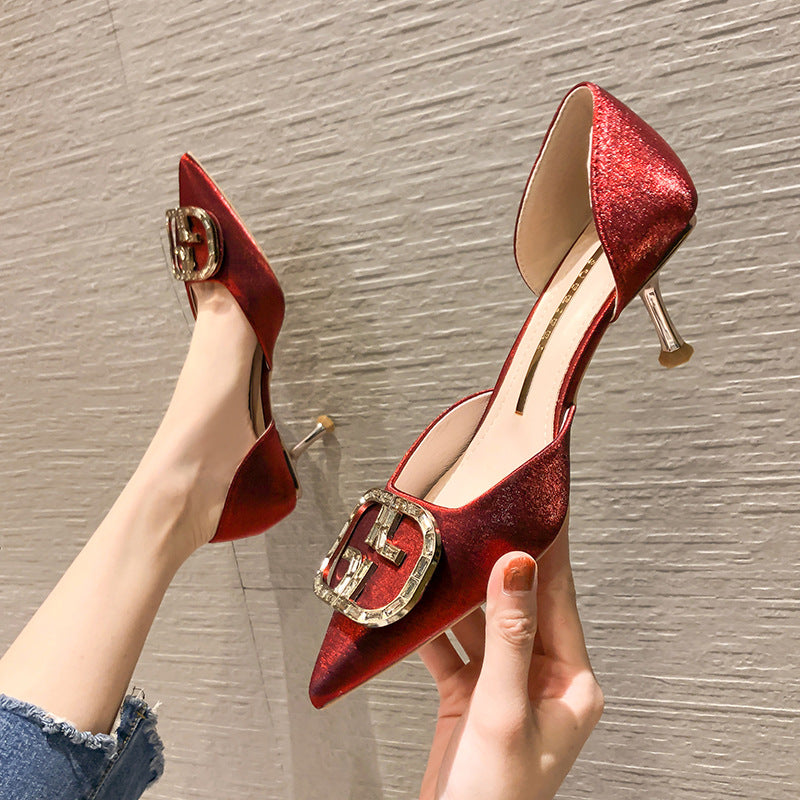 Women's Korean Style Bridesmaid Rhinestone Hollow Wedding Women's Shoes