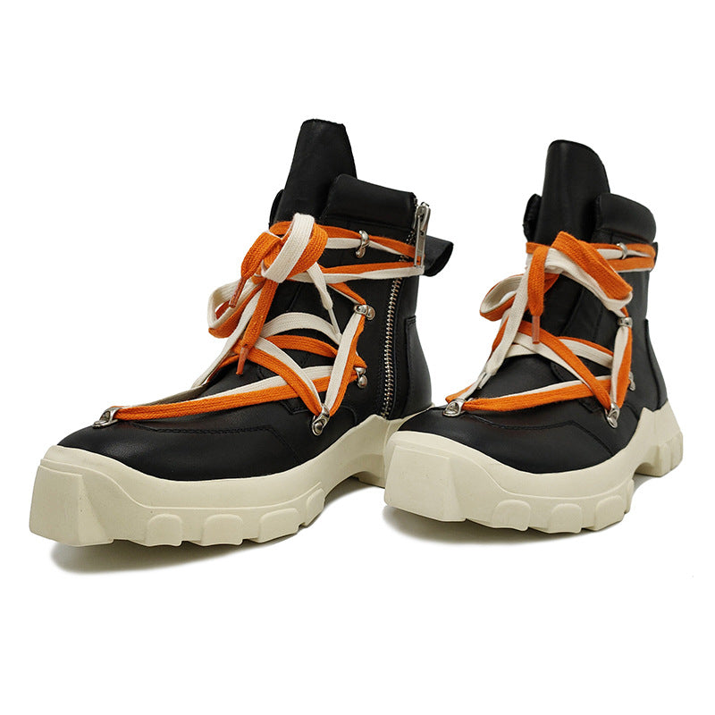 Men's Geometric High Top Ankle Martin Beef Tendon Sneakers