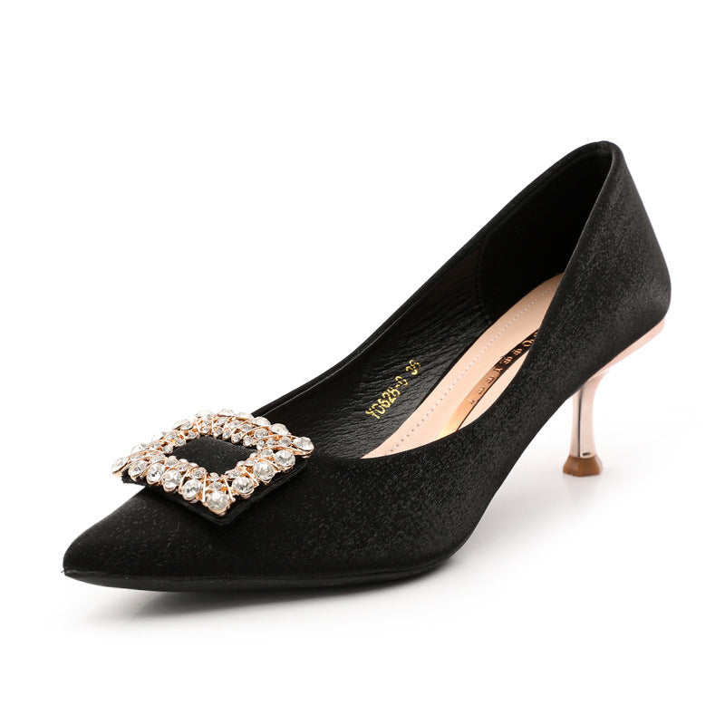 Women's Pointed Low-cut Satin Pumps Korean Fashion Women's Shoes