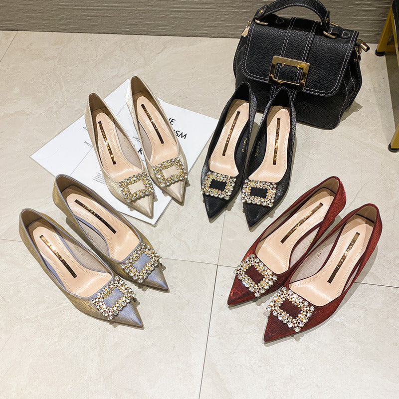Women's Pointed Low-cut Satin Pumps Korean Fashion Women's Shoes