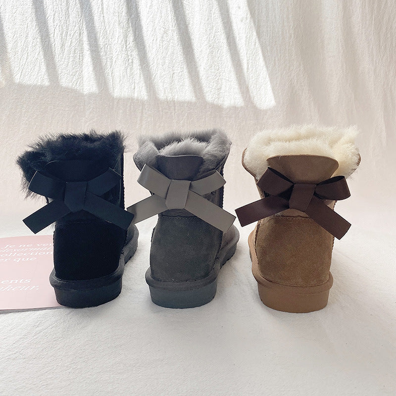 Women's Sheepskin Fur Short Winter Warm Thickened Snow Boots