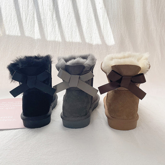 Women's Sheepskin Fur Short Winter Warm Thickened Snow Boots