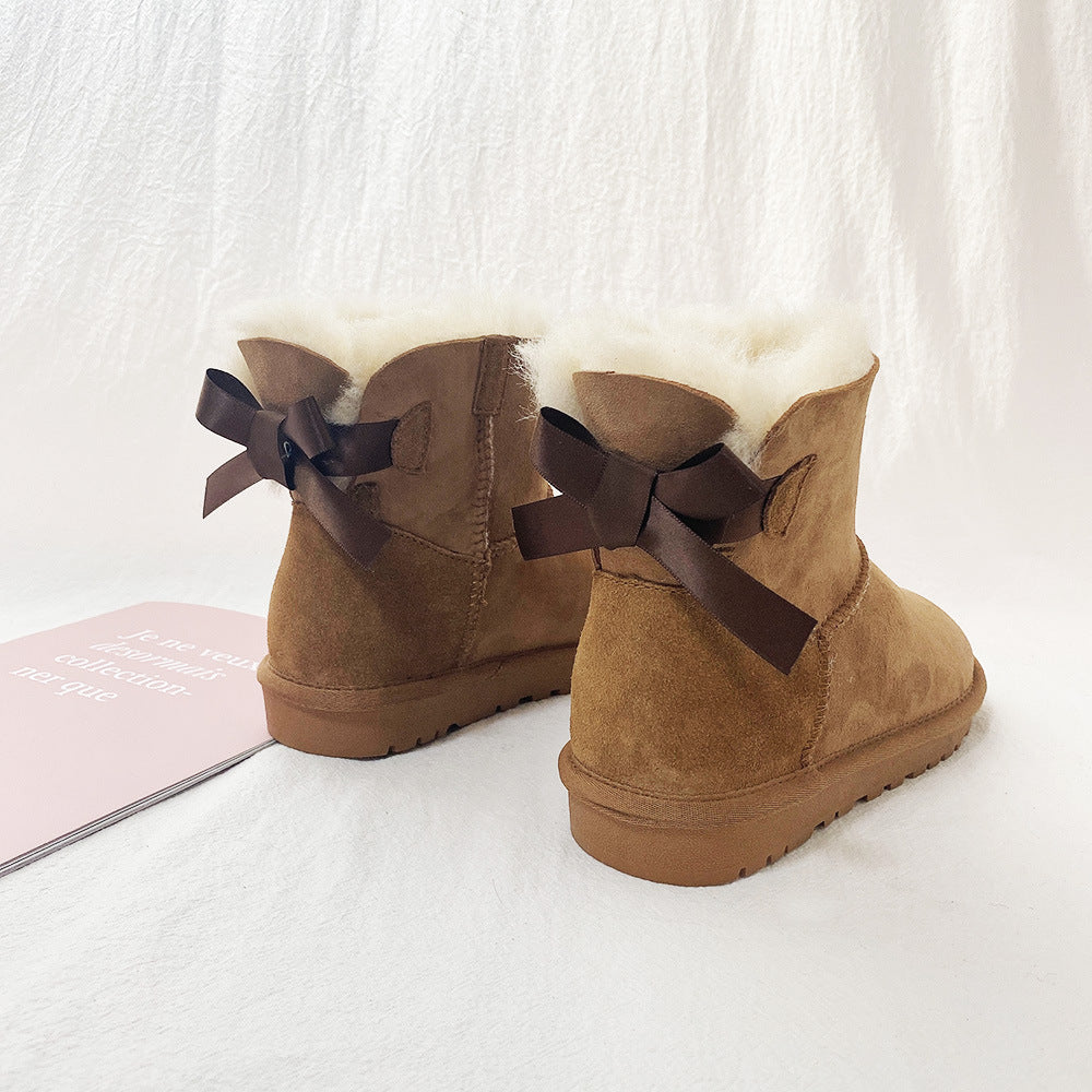 Women's Sheepskin Fur Short Winter Warm Thickened Snow Boots