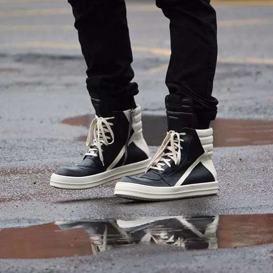 Men's White Large Inverted Triangle Cowhide Plus Men's Shoes