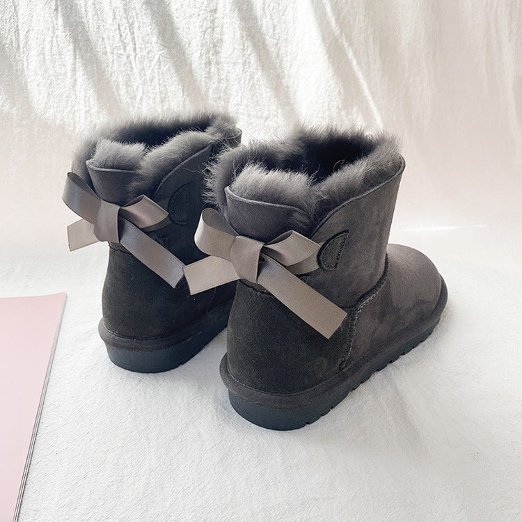 Women's Sheepskin Fur Short Winter Warm Thickened Snow Boots