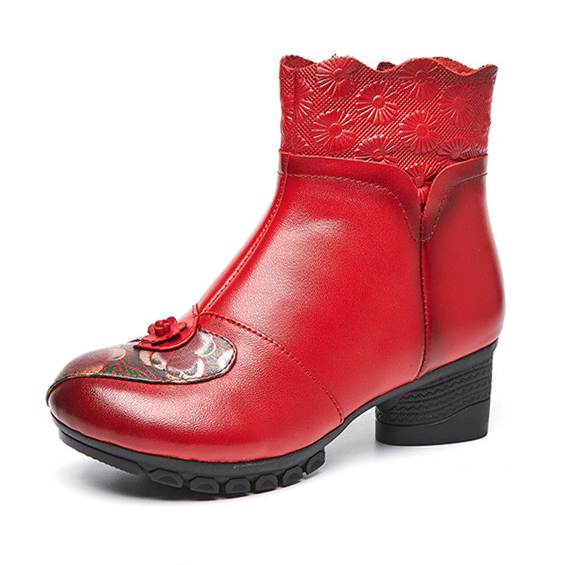 Women's Style Top Layer Cowhide Thick Soft Bottom Waterproof Women's Shoes