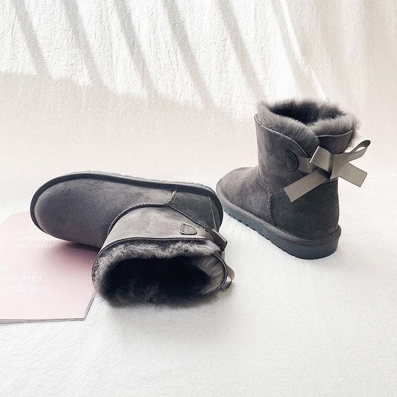 Women's Sheepskin Fur Short Winter Warm Thickened Snow Boots