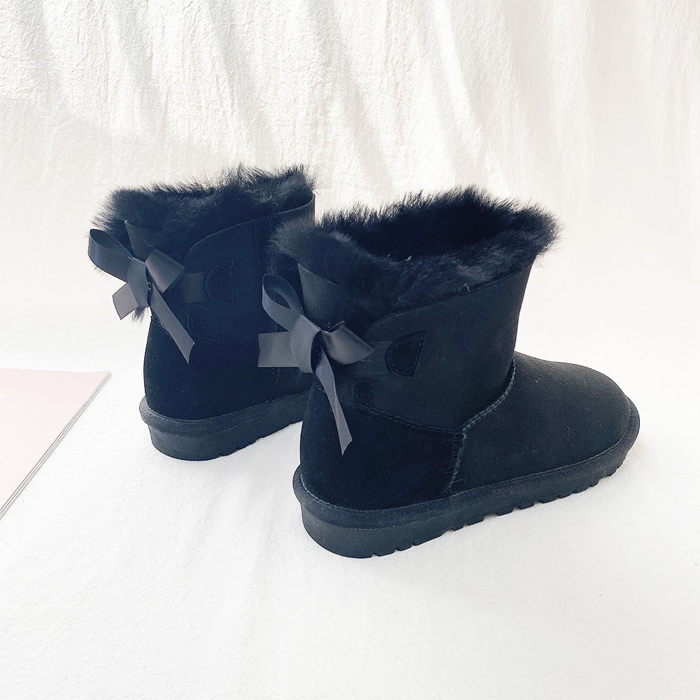 Women's Sheepskin Fur Short Winter Warm Thickened Snow Boots