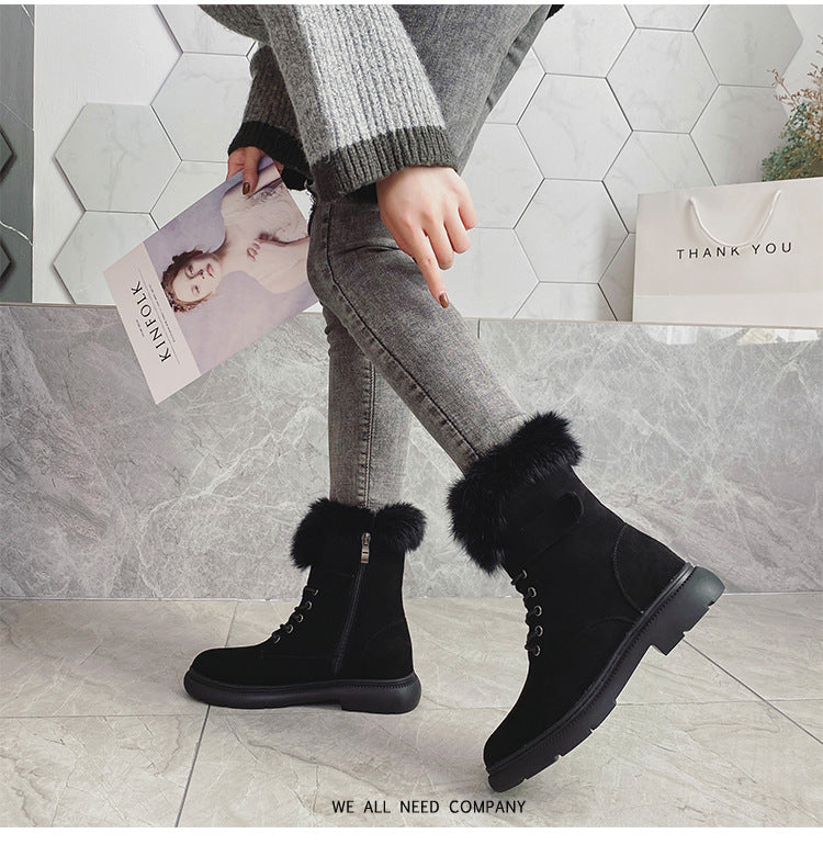 Fashion Side Zipper Increased Thermal Cotton Large Snow Boots