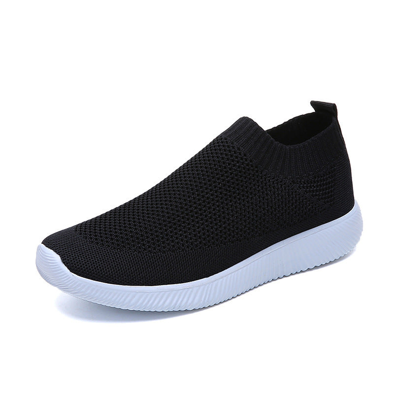 Fashion Ladies Breathable Flying Woven Fabric Sneakers