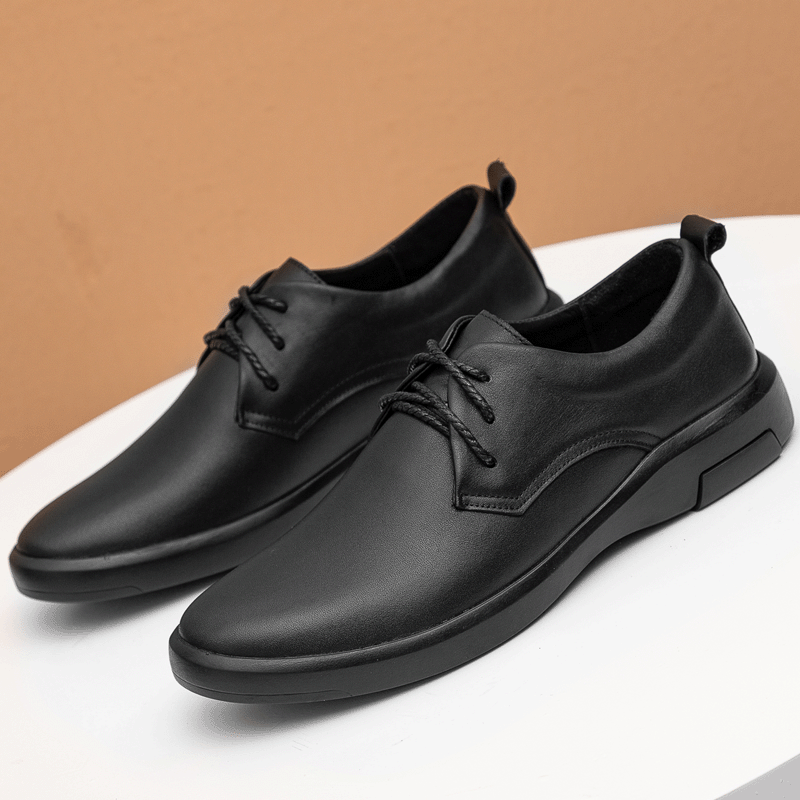 Men's Autumn Fashion Korean Suit Genuine Black Leather Shoes