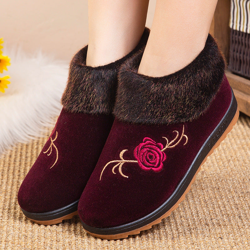 Women's Winter Cotton Fleece-lined Thickened Short Round Boots