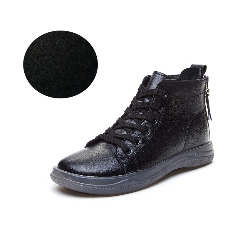 Women's Genuine High Top White Flat Back Boots