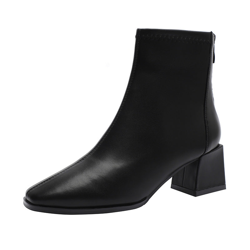 Women's Fu High Ankle Round Toe Low Tube Thick Soft Boots