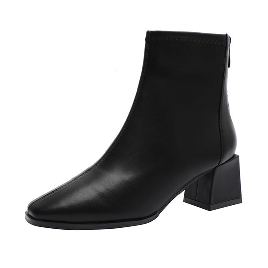 Women's Fu High Ankle Round Toe Low Tube Thick Soft Boots