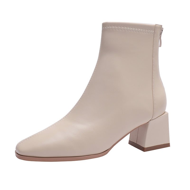 Women's Fu High Ankle Round Toe Low Tube Thick Soft Boots