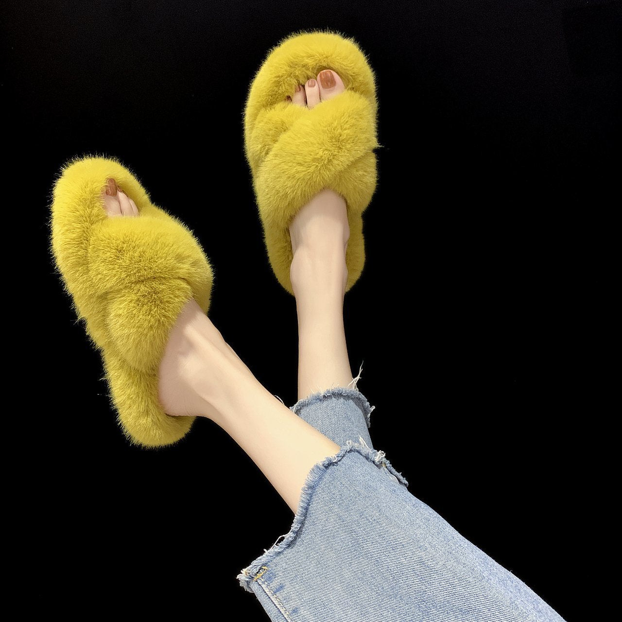 Women's Bottom Imitation Rabbit Fur Flat Outdoor Women's Shoes