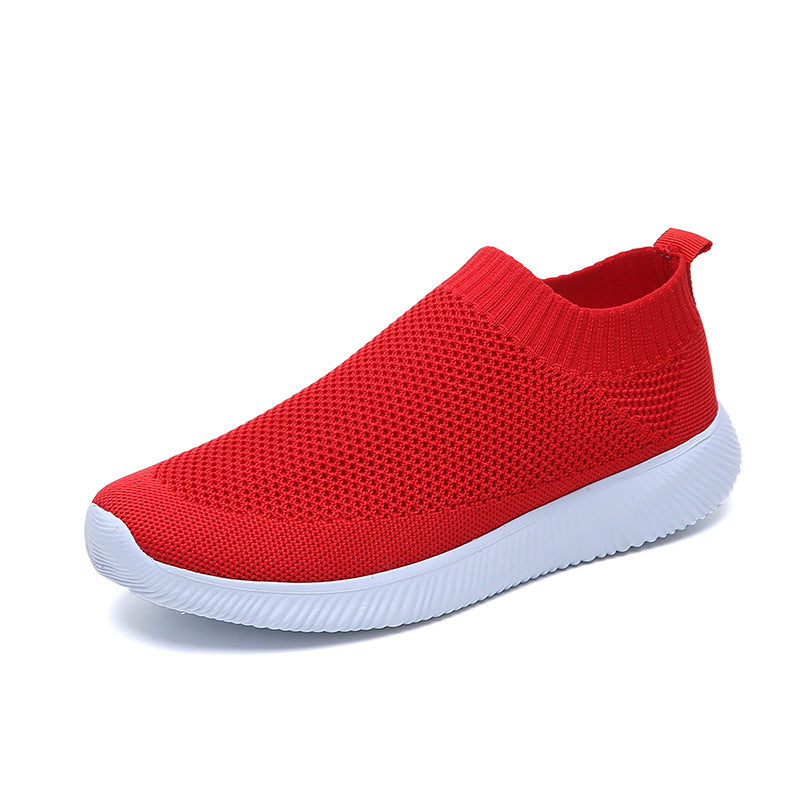 Fashion Ladies Breathable Flying Woven Fabric Sneakers