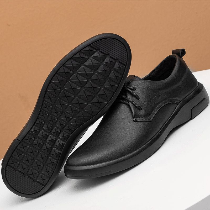 Men's Autumn Fashion Korean Suit Genuine Black Leather Shoes