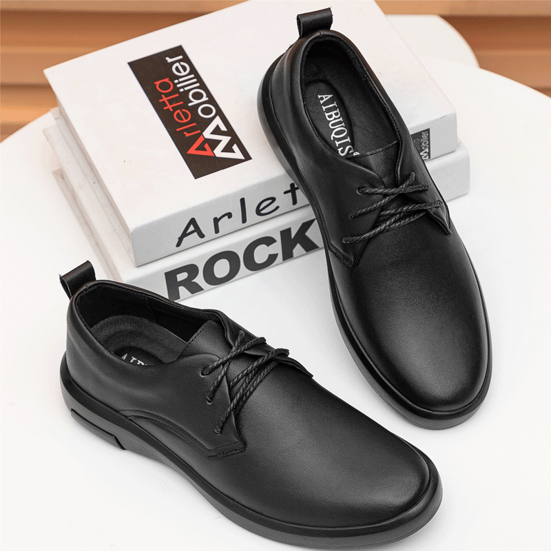 Men's Autumn Fashion Korean Suit Genuine Black Leather Shoes